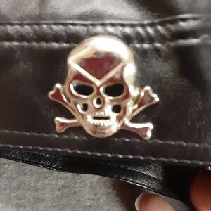 Unbranded Biker Skull Cap Cross Bones Black Outdoor Motorcycle Silver Studded